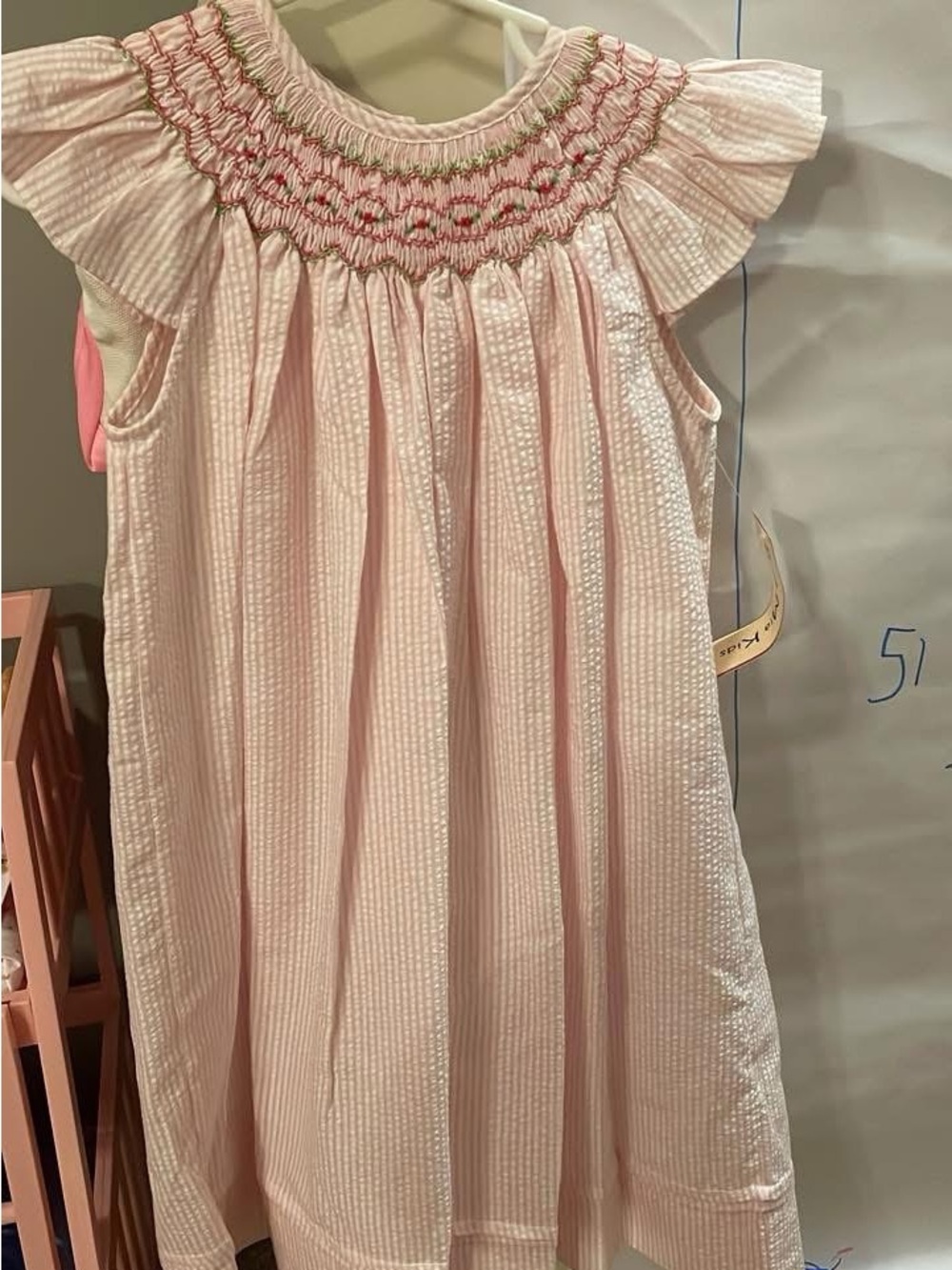 Classic Smocked Ruffle-Shoulder Kids Dress in Light Pink